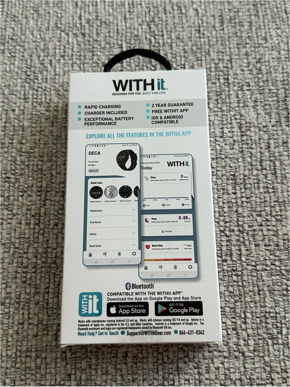 BRAND NEW WITHit Deca Smartwatch (Black) AMOLED Touchscreen 45mm